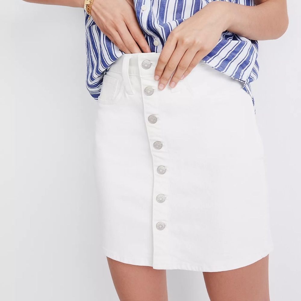 Madewell White Denim Button Up Skirt